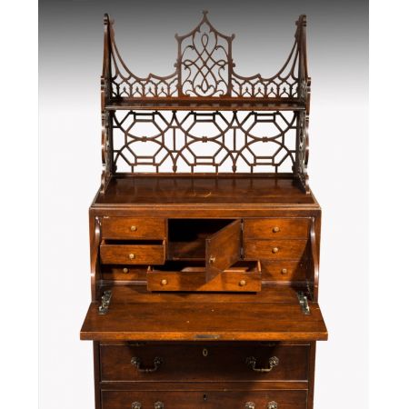 Englischer Antiker Chippendale Style Mahagoni Sekretär 1910