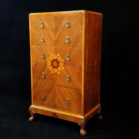 Original antike Art Deco Nussbaum Kommode England 1920