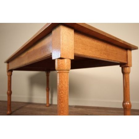 Englischer Antiker Arts & Crafts Kloster Eichen Esstisch 1900