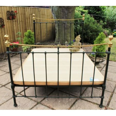 Original viktorianisches englisches Gusseisen Messing Bett antik 1850