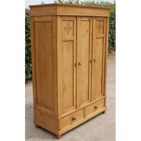Deutscher antiker Kiefernholz Kleiderschrank original 1900