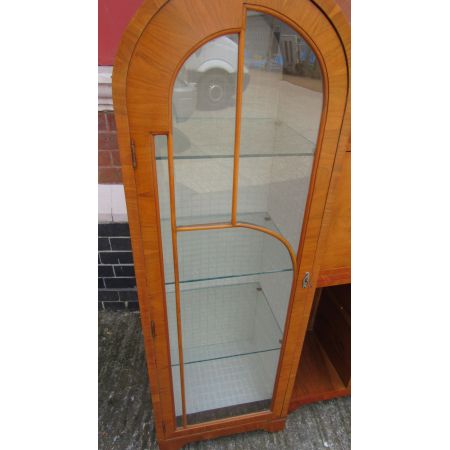Art Deco Antike Nussbaum Vitrine England 1920