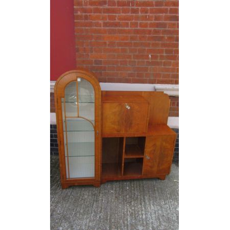 Art Deco Antike Nussbaum Vitrine England 1920