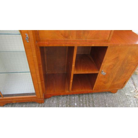 Art Deco Antike Nussbaum Vitrine England 1920