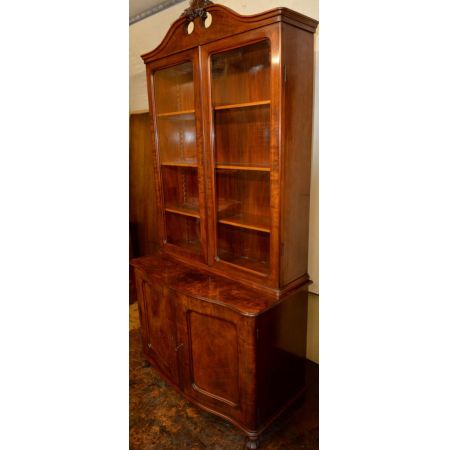 Original antiker viktorianischer Nussbaum Bücherschrank Frankreich 1850