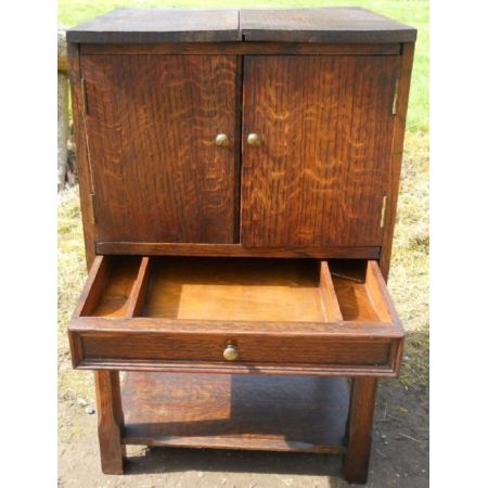 Seltener Antiker Englischer Eichen Nähkasten ca. 1920