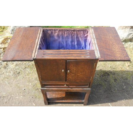 Seltener Antiker Englischer Eichen Nähkasten ca. 1920