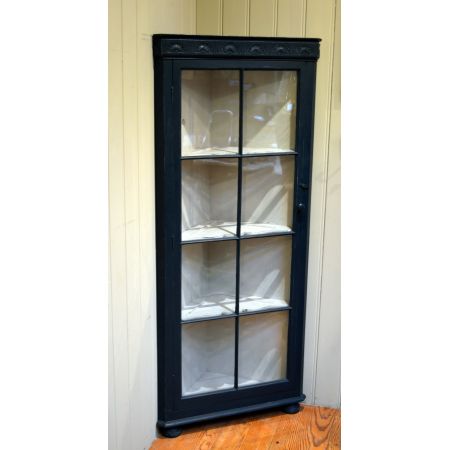 Original englische Vitrine antike Eckvitrine schwarz lackiert 1920