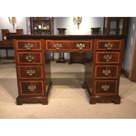 Original edwardianischer antiker Mahagoni Pedestal Schreibtisch ca 1900