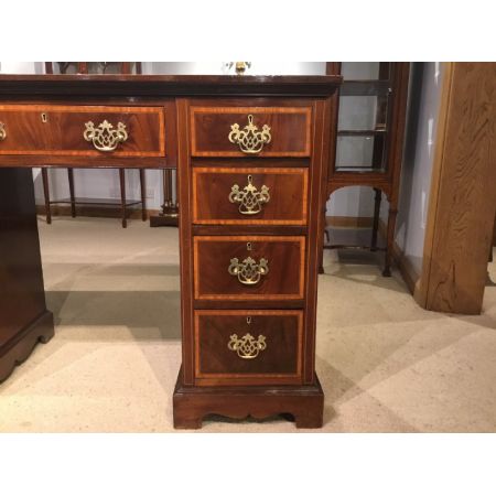 Original edwardianischer antiker Mahagoni Pedestal Schreibtisch ca 1900