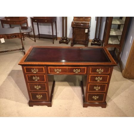 Original edwardianischer antiker Mahagoni Pedestal Schreibtisch ca 1900