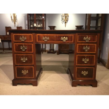 Original edwardianischer antiker Mahagoni Pedestal Schreibtisch ca 1900