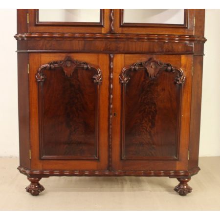 Großer viktorianischer Mahagoni Eckschrank original antik 