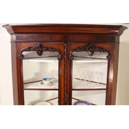 Großer viktorianischer Mahagoni Eckschrank original antik 