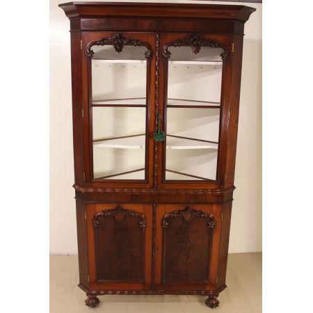 Großer viktorianischer Mahagoni Eckschrank original antik 