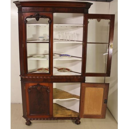 Großer viktorianischer Mahagoni Eckschrank original antik 