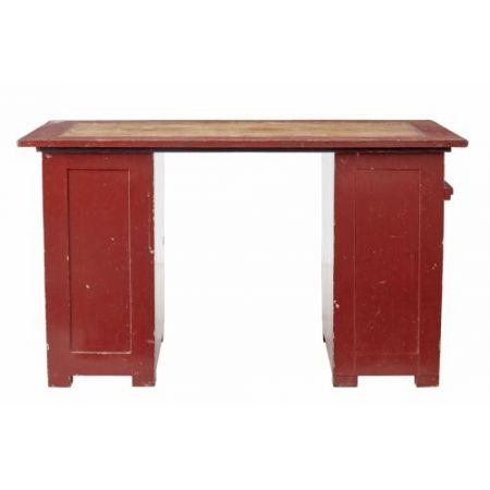 Original antiker schwedischer Kiefern Pedestal Schreibtisch bemalt 1870