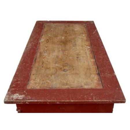 Original antiker schwedischer Kiefern Pedestal Schreibtisch bemalt 1870