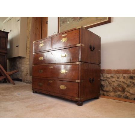 Original antike britische Militär Kommode Teak Campaign 1830