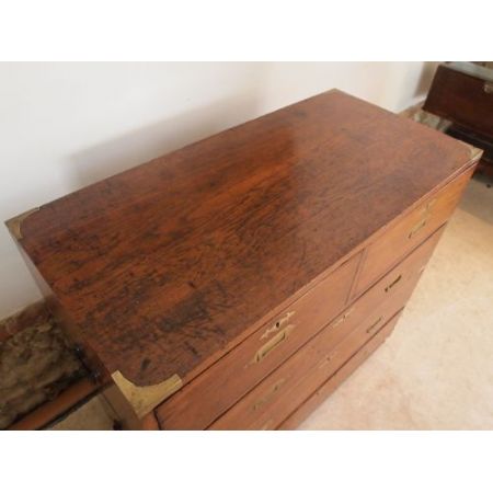 Original antike britische Militär Kommode Teak Campaign 1830