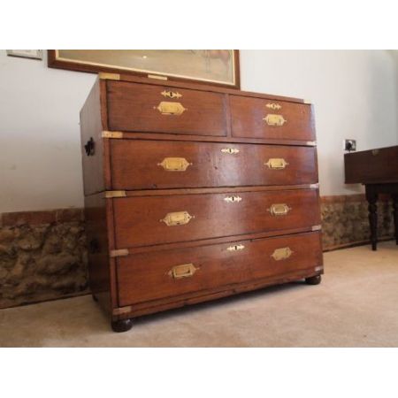 Original antike britische Militär Kommode Teak Campaign 1830