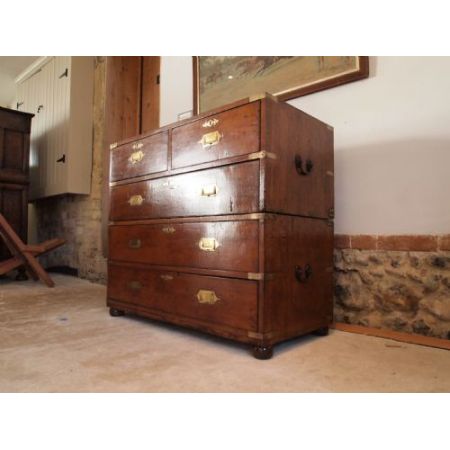 Original antike britische Militär Kommode Teak Campaign 1830