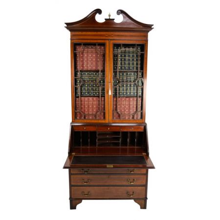 Antiker Englischer Mahagoni Bücherschrank Sekretär original Maple & Co ca 1890