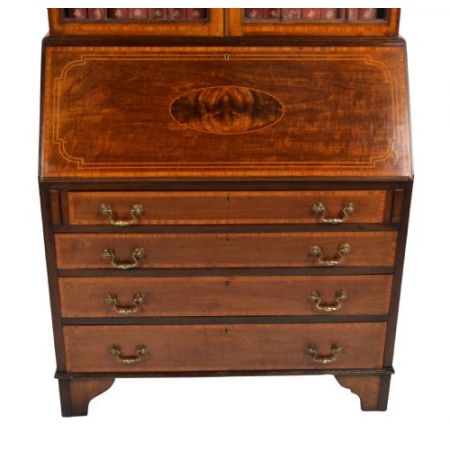 Antiker Englischer Mahagoni Bücherschrank Sekretär original Maple & Co ca 1890