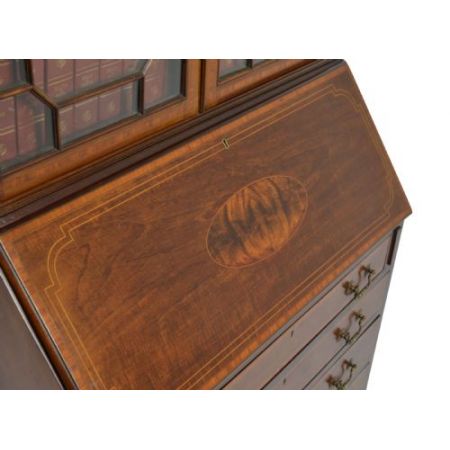 Antiker Englischer Mahagoni Bücherschrank Sekretär original Maple & Co ca 1890