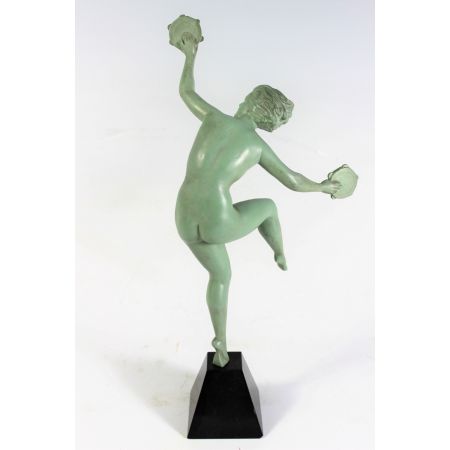 Original antike französische Art Deco Figur Skulptur Tänzerin 1920