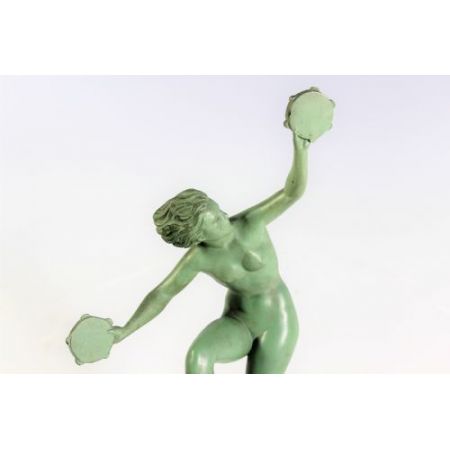 Original antike französische Art Deco Figur Skulptur Tänzerin 1920
