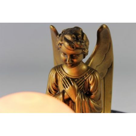 Fantastische antike Art Deco Figur Engel Lampe Marmor französisch ca 1930