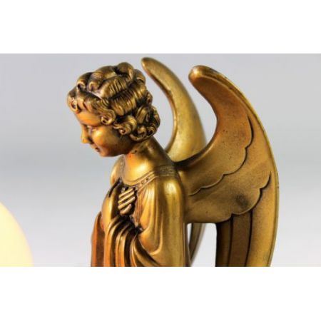 Fantastische antike Art Deco Figur Engel Lampe Marmor französisch ca 1930