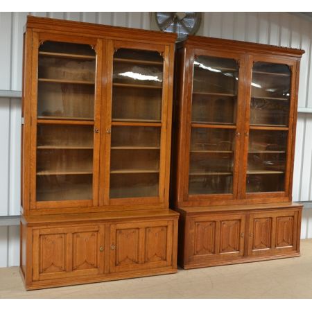 Große original viktorianische antike Eichen Bücherschränke englisch 1850