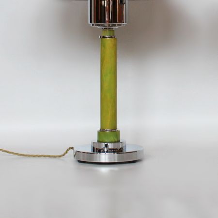 2 Stk original antike englische Art Deco Tischlampen Chrom Bakelit 1930