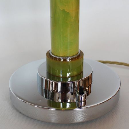 2 Stk original antike englische Art Deco Tischlampen Chrom Bakelit 1930