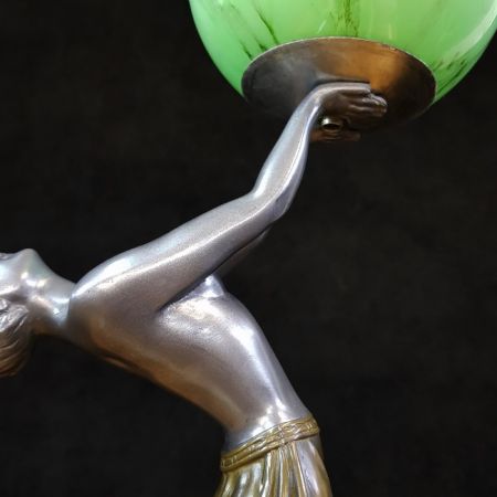 Fantastische antike Art Deco Lampe englische Tischlampe Figur Kugel 1930