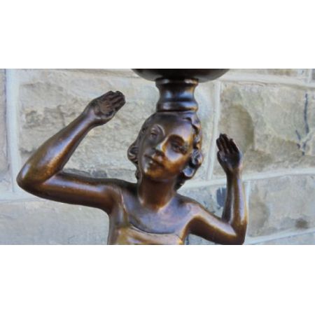 Einmalige antike Art Deco Tischlampe Kugel Marmor Messing bemalt 1930