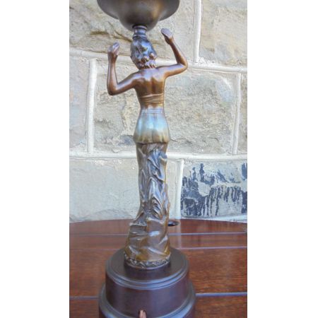 Einmalige antike Art Deco Tischlampe Kugel Marmor Messing bemalt 1930