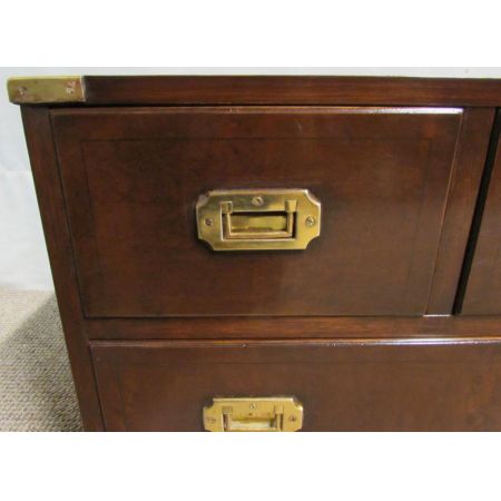 Englische Militär Mahagoni Kommode Sofatisch Leder antik 1920