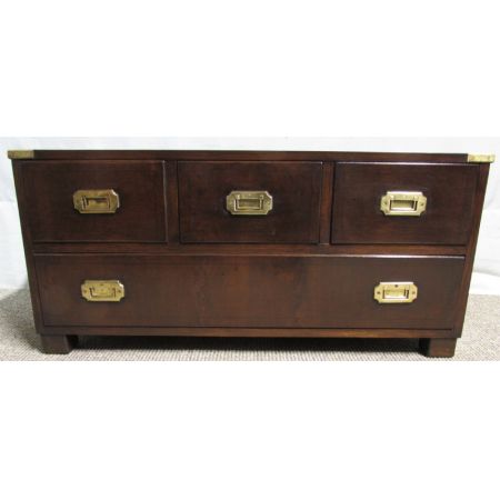 Englische Militär Mahagoni Kommode Sofatisch Leder antik 1920