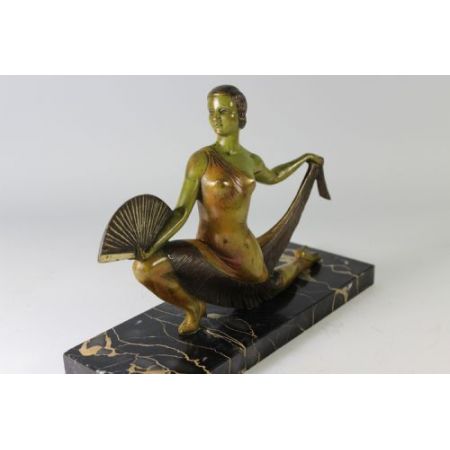 Original antike französische Art Deco Bronzefigur einer spanischen Tänzerin ca 1925