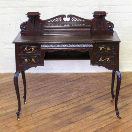 Edwardianischer englischer Mahagoni Schreibtisch original antik 1890