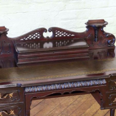 Edwardianischer englischer Mahagoni Schreibtisch original antik 1890