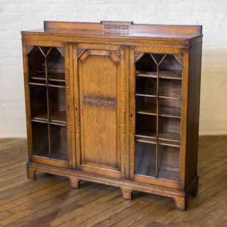 Original antiker englischer Eichen Bücherschrank 1920