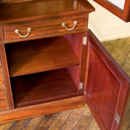 Edwardianischer Mahagoni Sheraton Revival Bücherschrank original antik 1890