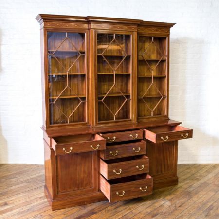 Edwardianischer Mahagoni Sheraton Revival Bücherschrank original antik 1890