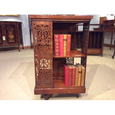 Original antikes englisches Mahagoni Drehbücherregal edwardianisch ca 1900