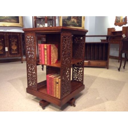 Original antikes englisches Mahagoni Drehbücherregal edwardianisch ca 1900