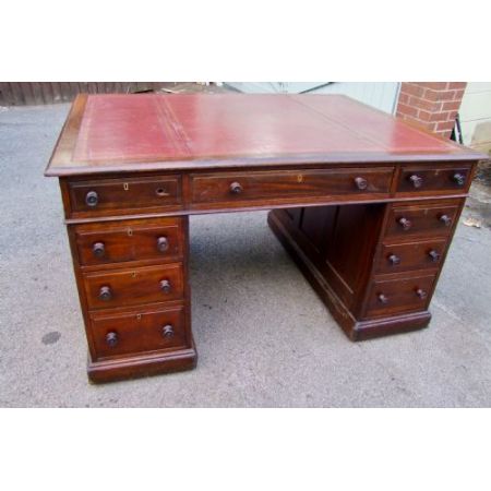 Edwardianischer, original antiker Mahagoni Partner Schreibtisch englisch ca 1890